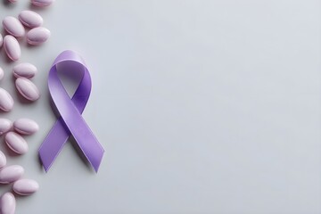 Pink Pill and Purple Ribbon for Awareness