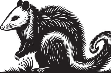 Opossum  Black and White Art