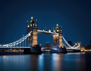 Obraz premium Iconic Tower Bridge of London at Night with Illuminated Reflection