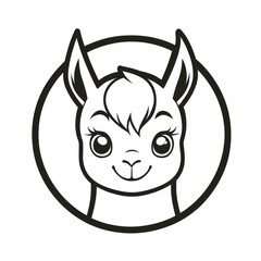 Cute llama face in circle