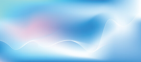 Blue and Pink Fluid Wave Background with Soft Gradient and Curved Lines