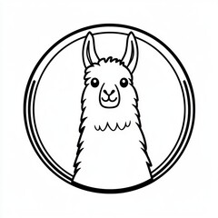 Cute llama outline in a circular frame