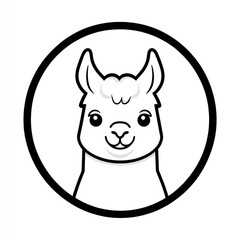 Cute llama face in a circle (1)