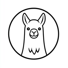 Cute llama profile in a circle