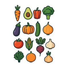 Colorful vector veggies illustration pack