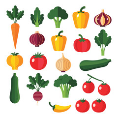 Colorful vector veggies illustration pack