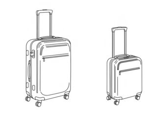 Ai generated image of two suitcases of different sizes on transparent background