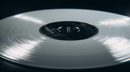 White vinyl record with clean minimal style, isolated on plain background, perfect for music themes, retro decor, and audio-related concepts.
