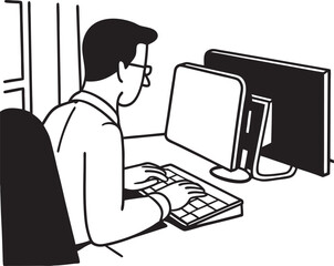 man working on computer