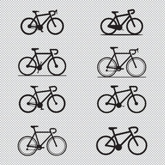 Silhouette bicycle icon bundle isolated on a white background, Editable Vector Bicycle Silhouette Icons on White Background. Clean and Simple Bicycle Icon Set Silhouette bicycle icon bundle isolated