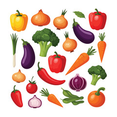 Colorful vector veggies illustration pack