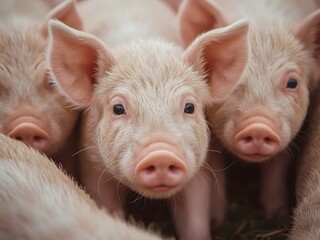 Very cute baby pigs close-up