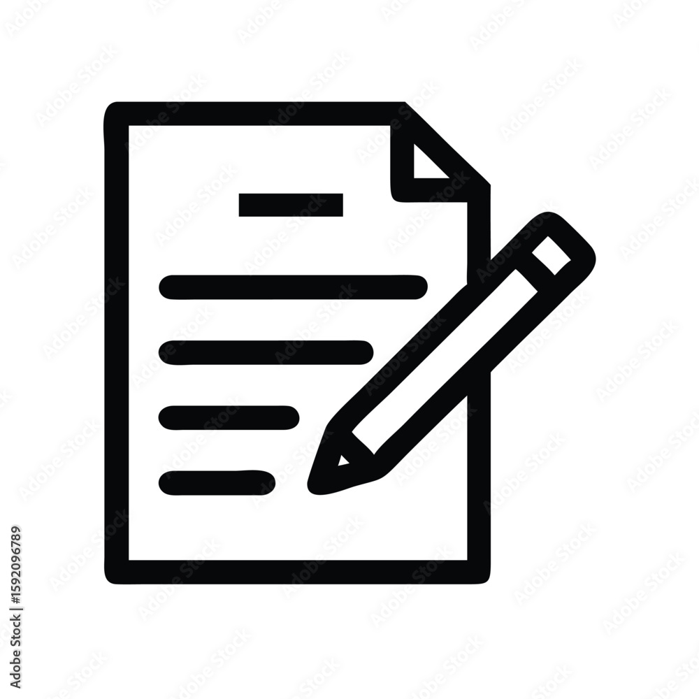 Fototapete document writing icon vector illustration for business report and education content creation or edit