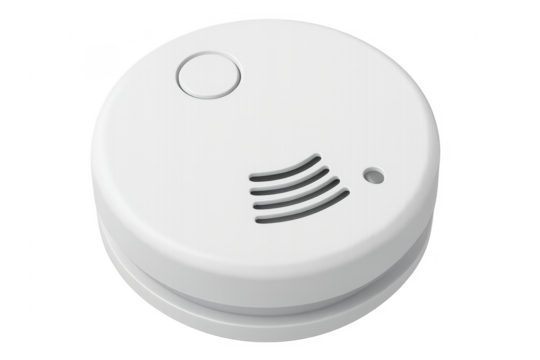 White smoke detector on transparent background ensuring home safety