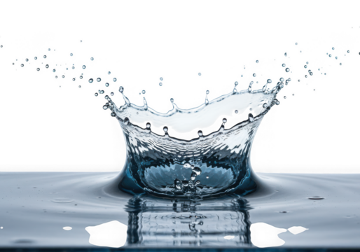 Ai generated image of a dynamic water splash crown forms a fluid explosion isolated on transparent background
