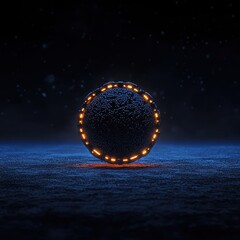 Abstract Glowing Sphere with Neon Effects in Dark Environment