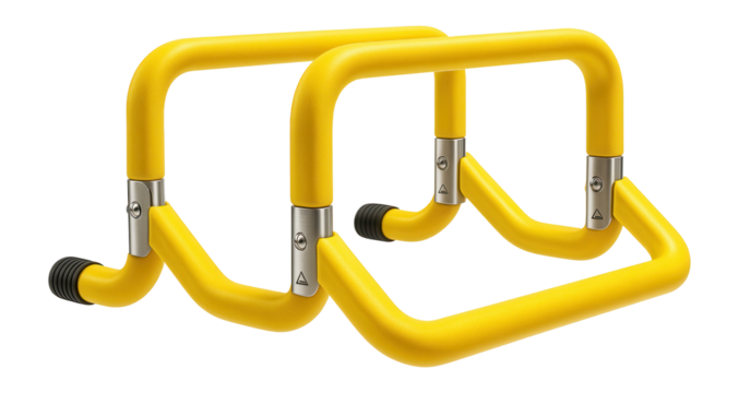 Foldable mini hurdle set in yellow for indoor fitness routines