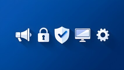 Internet security concept: data protection, antivirus, firewall, and data privacy icons