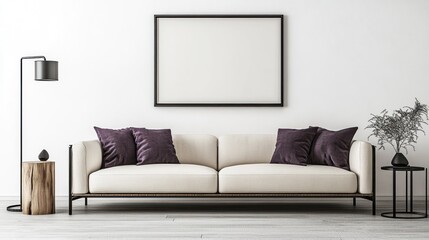 Modern living room interior with a neutral color palette.