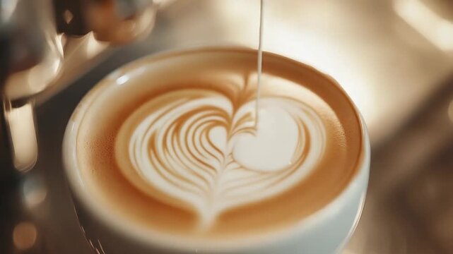 Latte art being created