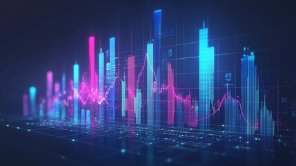 Financial market growth, digital city backdrop