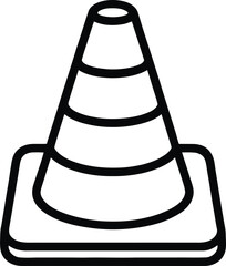 Traffic cone outline icon for construction road work or safety purposes