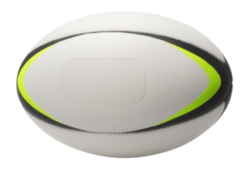 Rugby ball with bright fluorescent stripes for visibility in low light