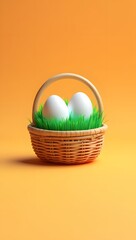 Easter eggs in basket spring holiday celebration easter decoration easter background
