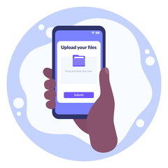 upload files form in a phone, line design icon