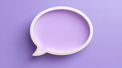 A simple speech bubble outline on a soft lavender background, suggesting communication and conversation themes.