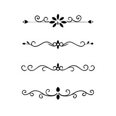 Decorative simple divider. Text dividers retro minimal line separators,  Vector isolated geometric wedding card heart separator elements set. Text dividers. . Hand drawn vector illustration. 
