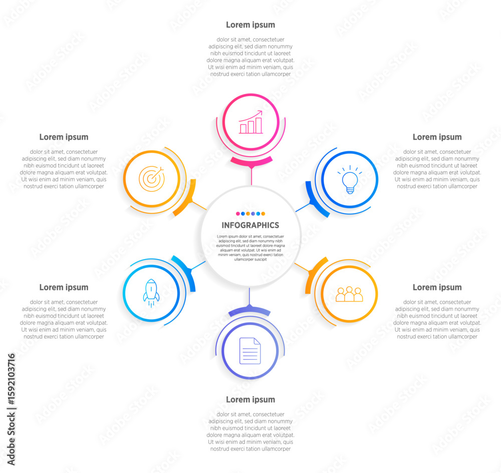Wall mural modern vector infographic label design with circle infographic template design and 6 options or step