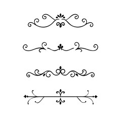 Decorative simple divider. Text dividers retro minimal line separators,  Vector isolated geometric wedding card heart separator elements set. Text dividers. . Hand drawn vector illustration. 
