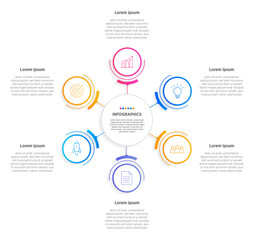Modern Vector infographic label design with circle infographic template design and 6 options or steps. Can be used for process diagram, presentations, workflow layout, banner, flow chart, info graph.