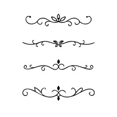 Decorative simple divider. Text dividers retro minimal line separators,  Vector isolated geometric wedding card heart separator elements set. Text dividers. . Hand drawn vector illustration. 
