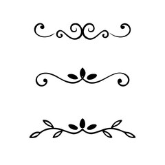 Decorative simple divider. Text dividers retro minimal line separators,  Vector isolated geometric wedding card heart separator elements set. Text dividers. . Hand drawn vector illustration. 
