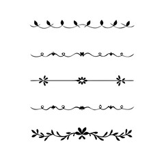 Decorative simple divider. Text dividers retro minimal line separators,  Vector isolated geometric wedding card heart separator elements set. Text dividers. . Hand drawn vector illustration. 
