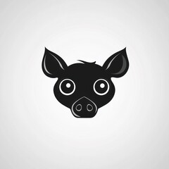 Silhouette of a pig's head.  Simple cartoon style