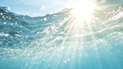 Sunlit Ocean Depths: Capturing the mesmerizing dance of light filtering through crystal-clear ocean waters, inviting viewers to immerse themselves in its tranquil embrace.