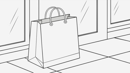 Shopping bag vector illustration for retail store purchase and sale promotion design element outline style art