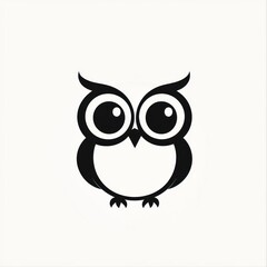 Fototapeta premium Simple black and white cartoon owl (2)
