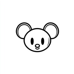 Fototapeta premium Simple black and white cartoon animal head (1)