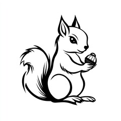 Obraz premium Simple black and white illustration of a squirrel (2)