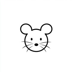 Fototapeta premium Simple black line drawing of a mouse head