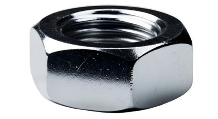 Shiny metal nut close up