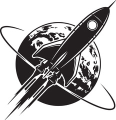 Whimsical Journey A Rocket Soars Around a Celestial Planet Orbiting Through the Cosmos of Imagination and Creative Dreams