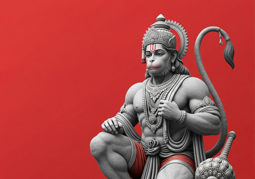 Lord Hanuman portrait design for spiritual festival. 