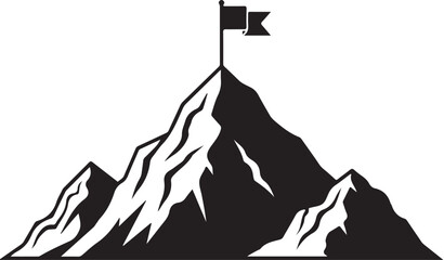 Mountain Peak Success A Solitary Flag Waving from the Highest Point symbolizing Achievement and Triumph over Challenges