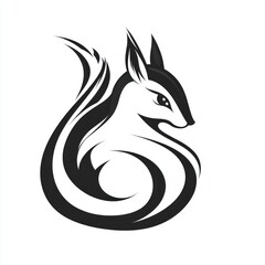 Stylized black and white squirrel graphic