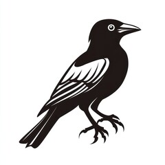 Silhouette of a bird.  Side view